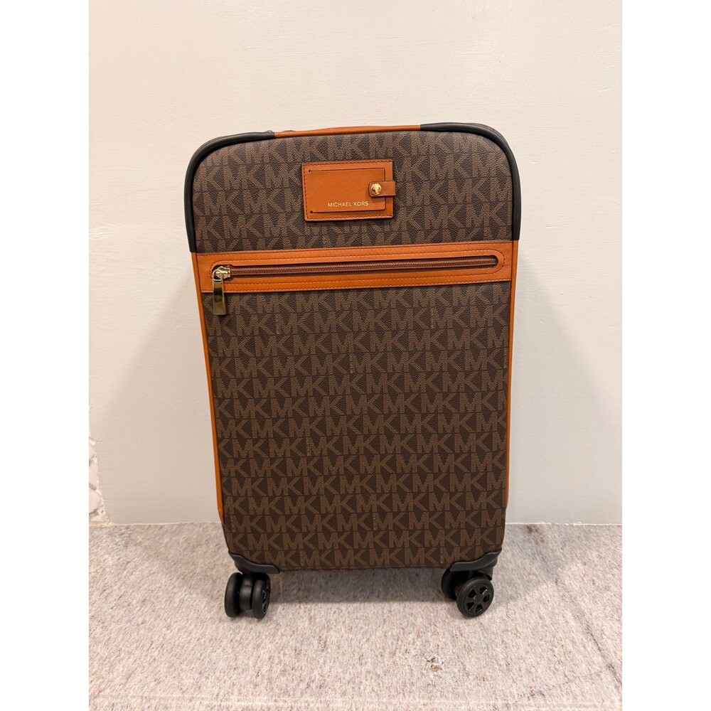 NWOT Michael Kors Bedford Small Signature Logo Rolling Suitcase Carry-On - Brown